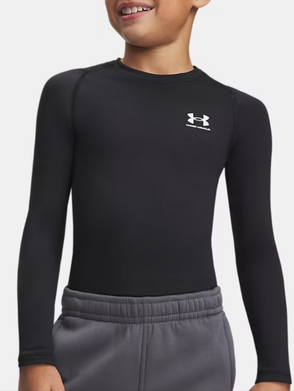 Under Armour Boys' Black ColdGear Long Sleeve Baselayer Tee Size YXS